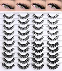 Lashes False Eyelashes Cat Eye Lash Strips Variety Styles Clear Band Wispy Eyelash Pack 20 Pairs Fluffy Fake Strip Lash Bulk Natural Look Cateye Mink EyeLash Set Short Demi Wispies Pesta�ï