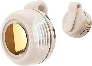 Portable Silent Mini Bladeless Fan Clip On, Small Fan Clip on for Shirt & Waist, Adjustable 3-Speed Suspended Whirlwind Fans, For Outdoor & Travel & Office, Travel Accessories, Gift (White)