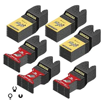 60PCS Multitool Blades, Oscillating Saw Blades with Titanium Coating, Japanese Teeth for Wood, Plastic & Metal, Universal Oscillating Tool Blades Fit DeWalt, Milwaukee, Ryobi, Fein