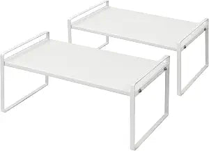 Nxconsu Stackable Cabinet Shelf Organizer 2 Pack, Standard White