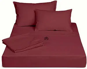 Rajlinen Microfiber RV Sheet Set, 4-Piece Camper Bedding, Three Quarter (48x75) Sheets, Ultra-Soft Wrinkle-Free Sheets, Fits Mattresses Up to 12-Inch Deep Pockets, Burgundy