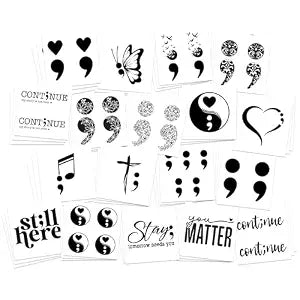 Continue Temporary Tattoos - Mental Health Awareness Tattoos - Contemporary Black Designs (Continue Multi Pack 54pk)