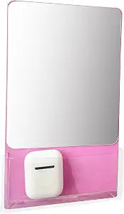 Magnetic Locker Mirror, 9.4 x 5.5 Real Glass Mirror- Pink, 1 Pc