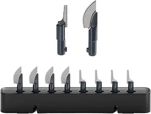 HOZO NeoSander Saw Blade Set, Turns NeoSander into Mini Reciprocating Saw, 8pcs 0.2mm Anti-Binding Blades, 4 Curved Blades for Straight Cuts & 4 Jigsaw Blades for Curves, for Resin, Plastic & Wood