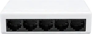 5 Port Gigabit Ethernet Switch 1000Mbps Network Hub USB 5-12V Powered Plug and Play White Plastic Desktop Switch with USB-DC Power Cable