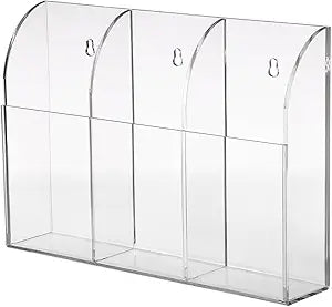 Hipiwe Wall Mount Remote Control Holder Acrylic Media Organizer, 3 Slots