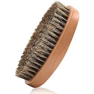 Boar Bristle Hair Beard Brush for Men - Small Soft Beard Brush, Pocket Travel Men's Wooden Mustache Brush