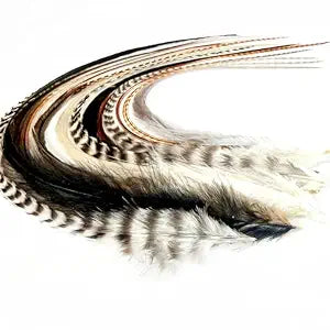 15 Natural Fluffy Color Hair Feathers - 7”- 12” Long - Natural Fluffy Hair Extension, Feather Hair Extension DIY Kit - Eye-Catching Design - 20 Micro-link Beads - 100% Real Rooster Feathers