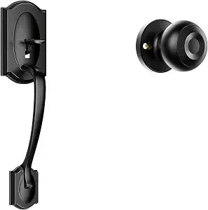 Front Door Handle, Exterior Door Handle with Knob, Matte Black