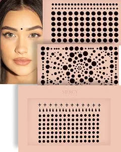 Black Circle Velvet Bindis by MERCY LONDON Indian Dot Bindi Face Jewels Round Colorful Multi Packet