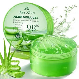 Aero Zen Organic Aloe Vera Gel for Face & Body Made within 12 Hours of Harvest, 98% Pure Aloe Vera Gel for Skin,Scalp,& Hair, Soothing Aloe Face Moisturizer,Multipurpose Skin Care(10oz)