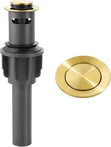 ALEASHA Bathroom Sink Drain with Overflow Vessel Sink Stopper, Pop Up Drain for Bathroom Sink Pop Up Drain Stopper for Hair Catcher, Brushed Gold