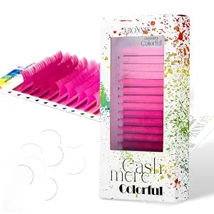 Colored Lash Extensions, 16 Rows Cashmere lash extensions, 0.07 C Curl 12-15mm Classic Lashes Extensions, Single Eyelash Extensions for Professional Salon Use(0.07-C-Pink Gradient 12-15mm�