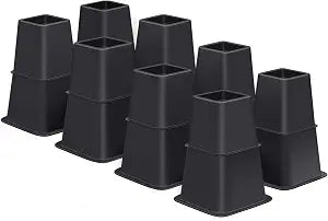 ANNKUT Bed Risers 8 inch Heavy Duty,Elevation in Heights 3, 5, 8 Inch���Adjustable Furniture Risers for Chair Table and Desk Legs Lifting (8 Pack, Black)