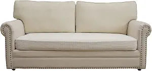 Eismodra Couch Cushion Covers Magic Stretch Sofa Slipcover for 3 Cushion Couch Dogs Pet L Shape 2 Seat Replacement Furniture Protector,Cream White Length 37-53 inches(Only 1 Piece)