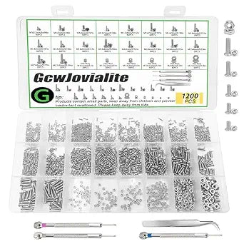 1200Pcs Small Metric Screws and Nuts Kit, M1 M1.2 M1.4 M1.6 M2 M2.5