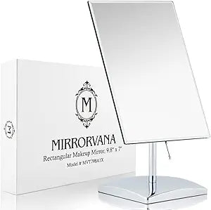 MIRRORVANA Large Table Desk Mirror with Stand, 9.8" x 7" (Chrome)
