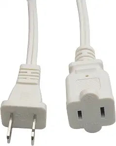20 FT Long Extension Cords, 2 Prong Indoor Female Male Power Cable, White