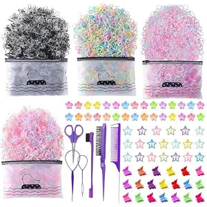 2076 pcs Hair Accessories for Girls Ponytail Holders Toddler Hair Ties with Mini Clip Hair Clips for Girls Rubber Bands Set