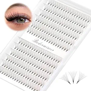 Short Stem Nature Long 10D Premade Fans Dramatic Volume Eye Lashes Extensions Thickness 0.07mm D Curl Soft and Light Weight Individual False Eyelashes Cluster (12MM)