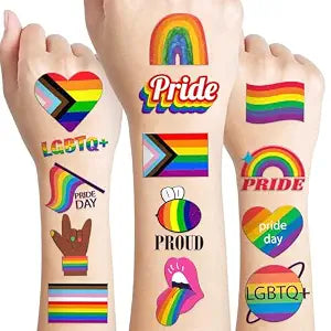 60 PCS LGBT Pride Rainbow Temporary Tattoos, Pre-Cut