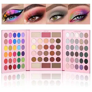 UCANBE Pretty All Set Eyeshadow Palette Pro 86 Colors Holiday Makeup Kit, Matte Shimmer Glitter Eye Shadows Highlighter Blush Contour All-in-One Make Up Pallet Christmas Valentines Gift Set