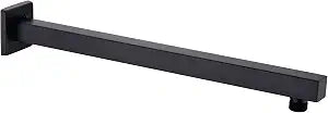 Matte Black Shower Arm with Flange 16 Inch Wall Mounted Extension Arm for Bathroom Rainfall Shower Head, Stainless Steel, Square Shaped