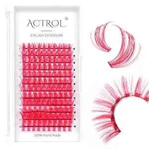 ACTROL Pink 40D Lash Clusters 120Pcs 0.07mm 9-16mm Mixed DIY Eyelash