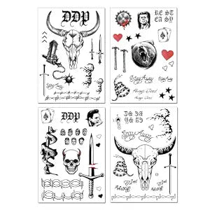 4 Sheets Halloween Temporary Face Tattoos, Cosplay Stickers for Adults