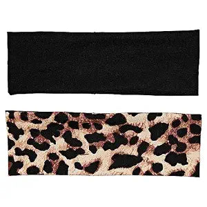 Red by Kiss 2 Pcs 60mm Headbands for Women, Wide Stretchy Elastic Hairband Fashion Workout Yoga Running Sport Hair Accessories (Black&Leopard)