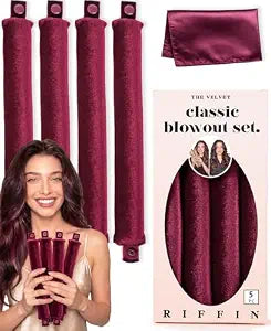 Classic Heatless Curls Overnight Rods - Upgraded Directional Grip Velvet No Heat Hair Curlers to Sleep Hair Rollers Flexible Curling Rods Set for Long Thicker Hair, Full Coverage Larger Silk Scarf
