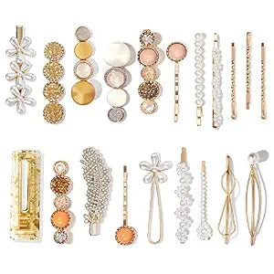 Mehayi 20 PCS Hair Accessories for Decorative Party Wedding, Pearl Hair Clips Set Fashion Korean Acrylic Resin Hair Barrettes, Bobby Pins Hairpins for Women and Ladies Girls Headwear Styling Tools