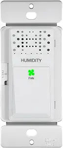 Humidity Sensor Switch for Bathroom Fan with Wall Plate, Automatic On/Off Control, Single Pole, 120VAC 60Hz, 20-Min Delay Timer, Quiet Energy-Saving Moisture Sensor Switch for Laundry ETL Certified