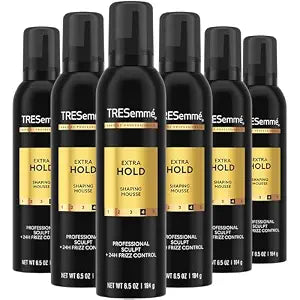 TRESemmé Shaping Mousse, Extra Hold 6-Pack – Alcohol-Free, Non-Drying Hair Mousse for Sculpting, 24H Frizz Control, 6.5 Oz Ea