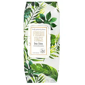 Body Prescriptions Tea Tree Facial Wipes, Detoxifying + Moisturizing, Deep Cleansing Face Towelettes, Refreshing + Nourishing, Gentle Cleansing Cloths (50 Wipes)