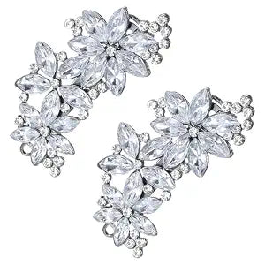 2 PCS Rhinestone Hair Clips, Silver Bling Crystal Hair Clips for Women, Rhinestone Diamond Barrettes, Sparkly Jeweled Formal Hairs Clip for Valentine's Day Gifts, Wedding, Prom