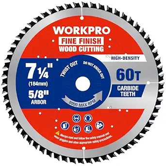 WORKPRO 7-1/4" Circular Saw Blade, 60T Fine Finish Wood Cutting