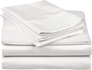 Twin XL Sheet Set-4 Piece Sheets-College Dorm Room Bed Sheets- Twin XL Sheet Set-College Dorm Size- Deep Bed Sheets Pockets - Twin Extra Long Sheets for Twin XL Mattress - 15"Drop-White Solid )
