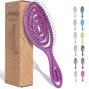 Ninabella Detangler Brush - No Tangle Hair Brush for Women, Fine, Thick and Long Hair - Hairbrush for Wet and Dry Hair, Gentle on the Scalp - Berry