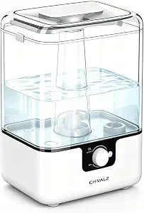 CHIVALZ Humidifiers for Bedroom, 6L Cool Mist Humidifiers for Baby Nursery, 26dB Quiet, 50H Runtime, Top Fill Humidifier for Large Room, Home, Plants, Nightlight, Oil Diffuser 1 Pack White