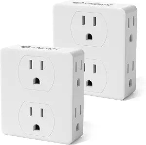 Unidapt Multi Plug Wall Outlet Extender, 6 AC Power Sockets, 2 Pack