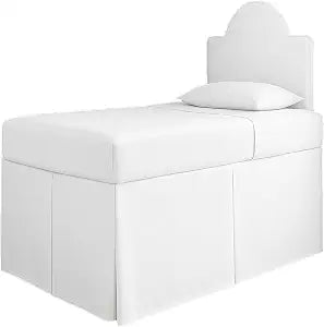 Twin-XL Pleated Dorm Bedskirts - Split Corner Box Pleated Microfiber Dorm Bedskirts - Tailored College Dorm Bed Skirt - Extra Long Dorm Room Bed Skirt - 1000 Series - Twin-XL - 30" Drop, White
