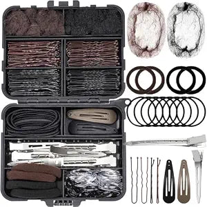 Teenitor 163psc Hair Accessories Kit, Bobby Pins Hair Pins Hair Net Hair Clips and Hair Ties Hair Bands, Hair Kit for Dances Ballet Competition with Hair Accessories Organizer