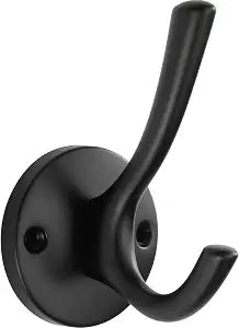 Liron Hardware 5 Pack Matte Black Round Wall Mounted Double Coat Hooks