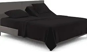 SGI bedding Adjustable Split Head Flex Top King 28" Microfiber Sheet Set ��� Ultra Soft, Cooling & Deep Pocket 15��� Fitted, 4-Piece Breathable & Durable Bedding Set for Split King Beds -Black