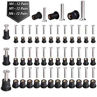 WEDAMER 36 Pairs M4 M5 M6 Neoprene Well Nuts Kit Rubber Well Nuts for Kayak