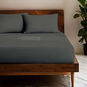 Ready To Rest Olympic Queen Sheet Set, 3 Piece Set, Fits Mattress 15 Inch Deep with Elastic All Around, Brushed Microfiber, Soft & Luxurious, Fitted Sheet & Pillowcases (Dark Grey)