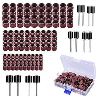 AUSTOR 132 Pieces Aluminum Oxide Sanding Drum Set with Free Box