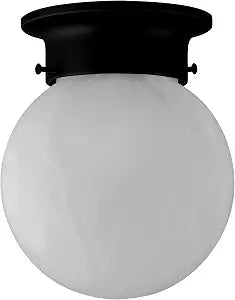 Design House Millbridge Globe 6 Inch Diameter Indoor Ceiling Light Fixture, for Bedroom, Hallway, Closet & Dining Room, Alabaster Glass, Matte Black, 588483