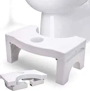 Foldable Toilet Potty Stool for Adults, 7" Heavy Duty Portable Squatting Poop Foot Stool with Freshener Space, Bathroom Non-Proof Toilet Assistance Step Stool fits 14"-16" Standard Toilets